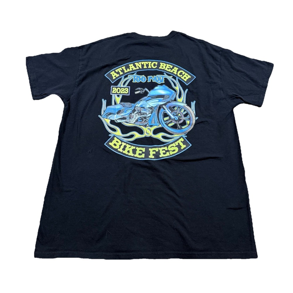 Atlantic Beach Bike‎ Fest Graphic Shirt Black Bikercore Y2K Streetwear Grunge L